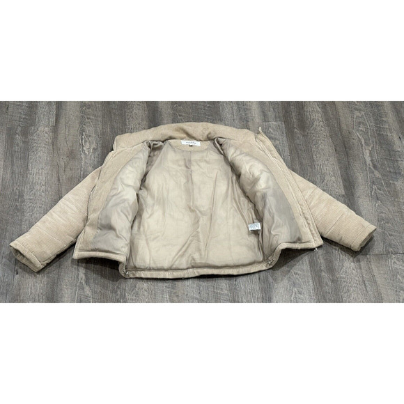 Sebby Corduroy Stone Cream/Tan Puffer Coat jacket Sz Small SEE PICS FOR DEFECTS - Picture 5 of 16